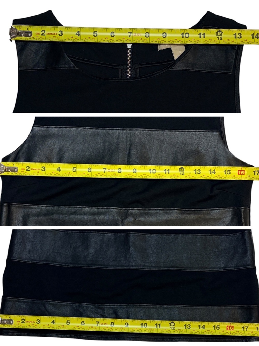 Faux Leather Stripe Ponte Shell Top - Picture 11 of 16